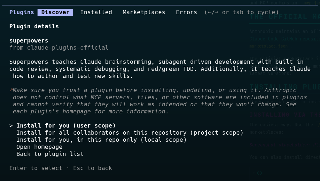 Claude Code plugin install confirmation