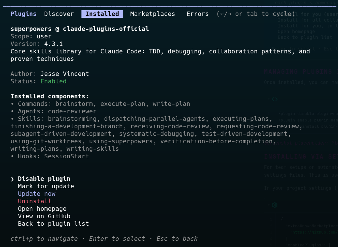 Claude Code plugin management